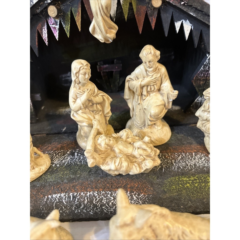 Vintage Atlantic Mold Ceramic Nativity Figures lot 18 pieces-missing Staffs - Picture 7 of 16